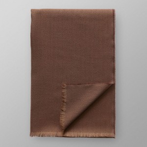 Brown Herringbone Merino Wool Scarf